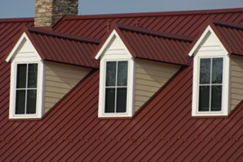 House with an orange metal roof